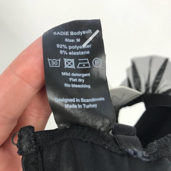 OW Intimates Sadie Bodysuit M Black Caviar Underwire Thong Ruffle Satin NWD NWT - Picture 9 of 12